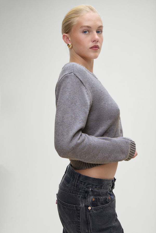 Frankies Bikinis Dudley Knit Cardigan Rain Cloud