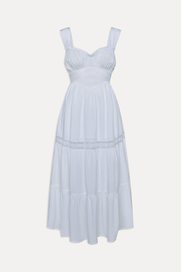 Frankies Bikinis Eden Ruffle Maxi Dress White