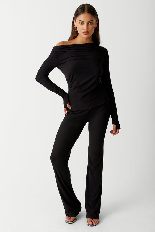 Frankies Bikinis Elvis Flare Low Rise Pant Black