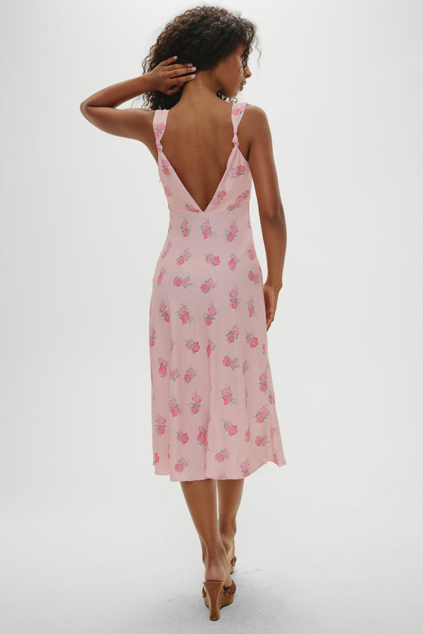 frankies Bikinis Gem Floral Midi Dress Fresh Rose