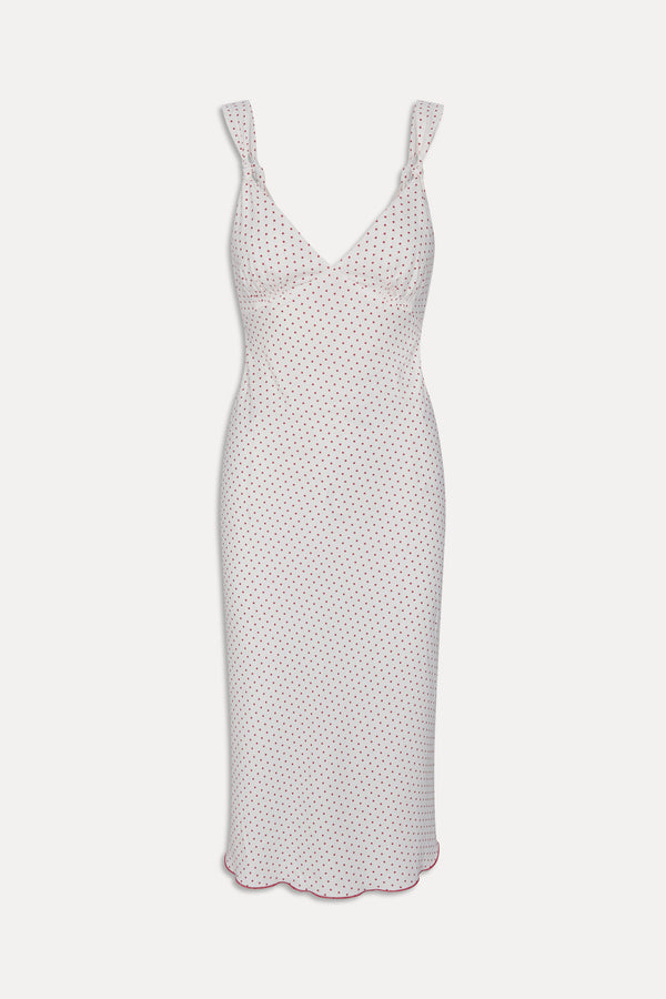 Frankies Bikinis Gem Midi Slip Dress Red Dot