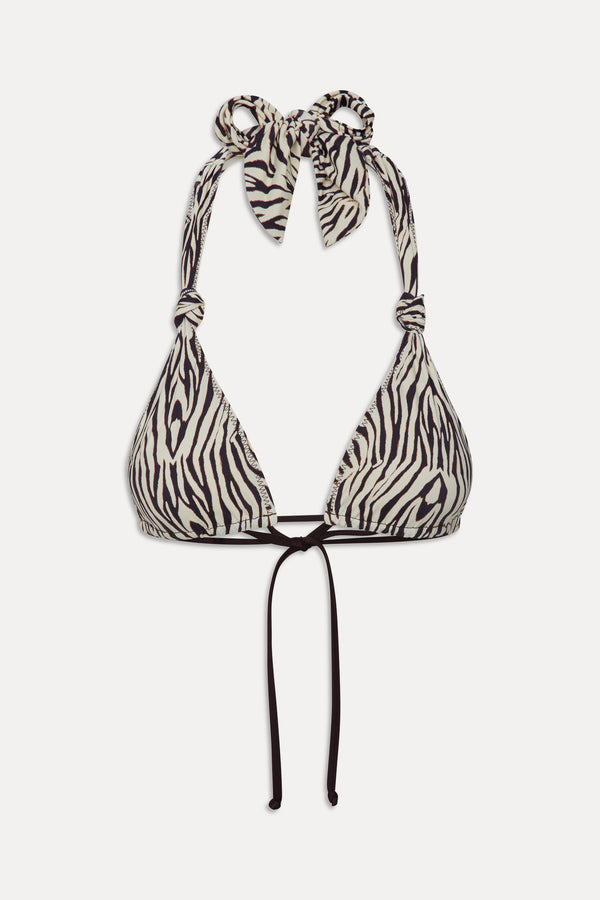 Frankies Bikinis Kealy Halter Bikini Top Zebra