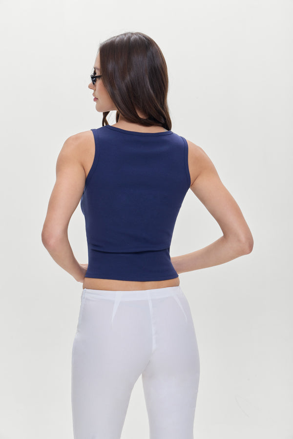 Frankies Bikinis Leisure Cotton Tank Storm