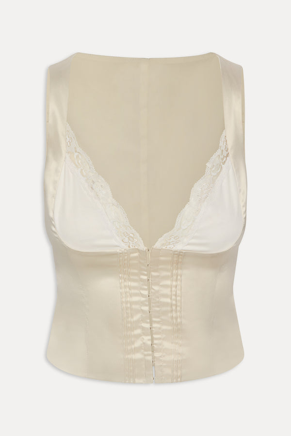 Frankies Bikinis Lilia Corset Top Feather