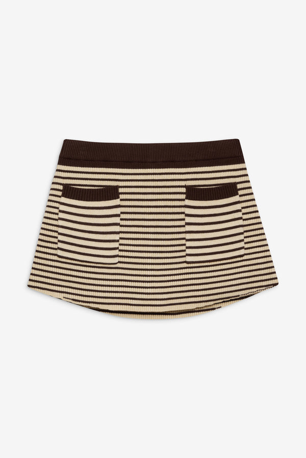 Frankies Bikinis Mila Knit Mini Skort 70s Stripe