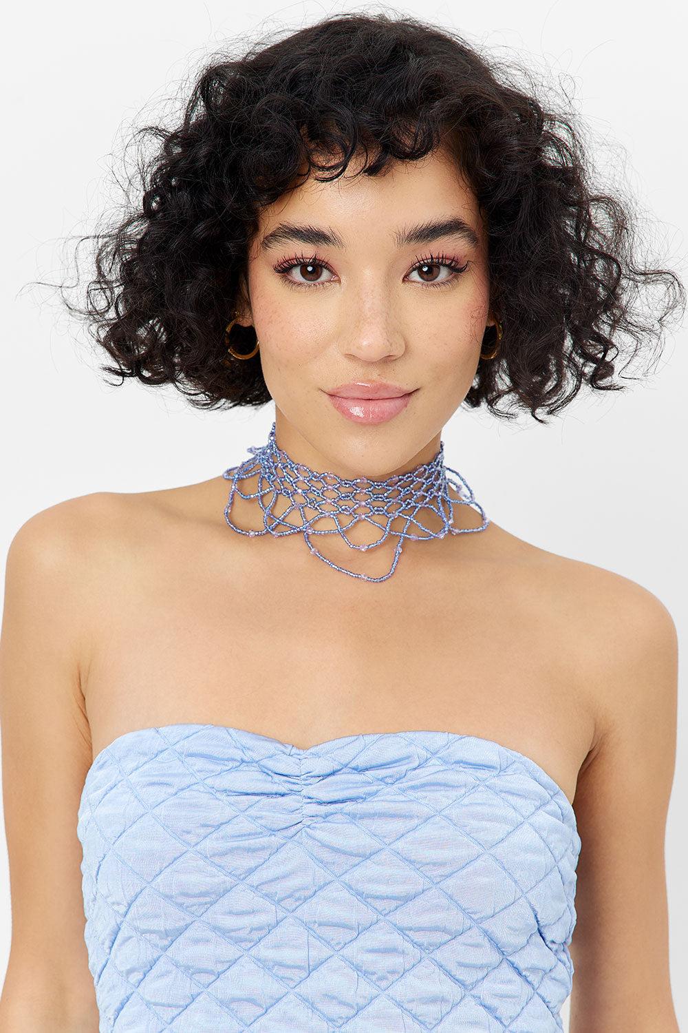 frankies bikinis Ocean Drip Necklace Baby Blue