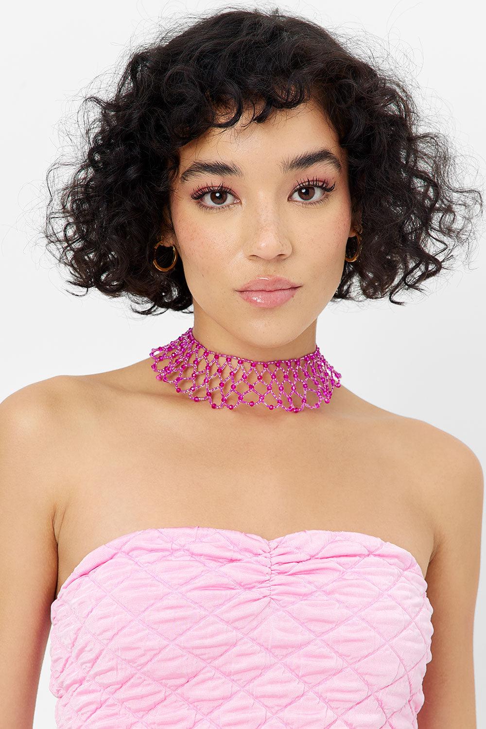 frankies bikinis Ocean Drip Necklace Baby Pink