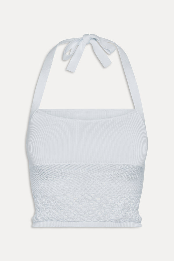 Frankies Bikinis Orchard Crochet Halter Top White