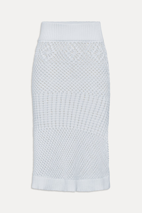 Frankies Bikinis Orchard Crochet Midi Skirt White