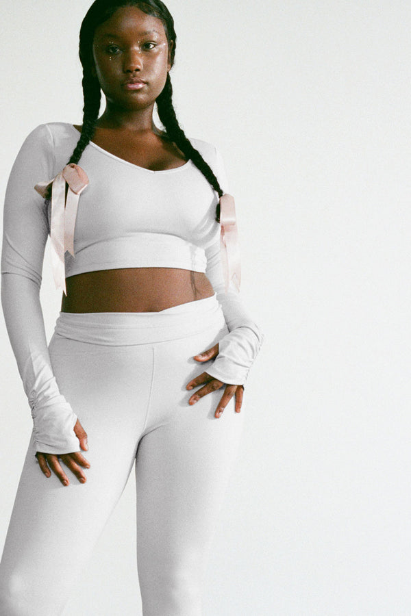 Frankies Bikinis Plié Long Sleeve Top Icy Gray