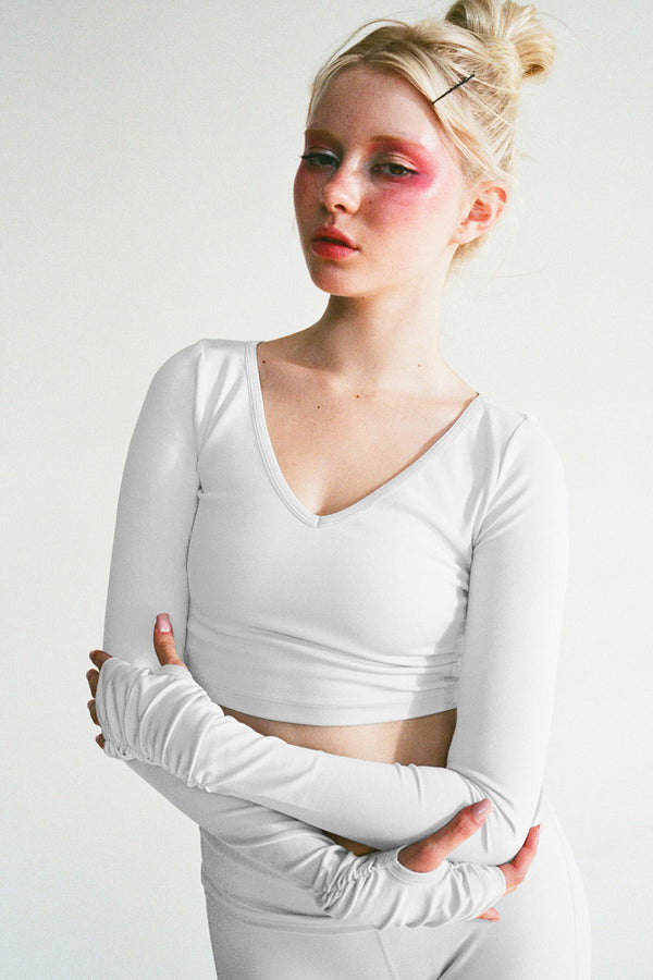 Frankies Bikinis Plié Long Sleeve Top Icy Gray