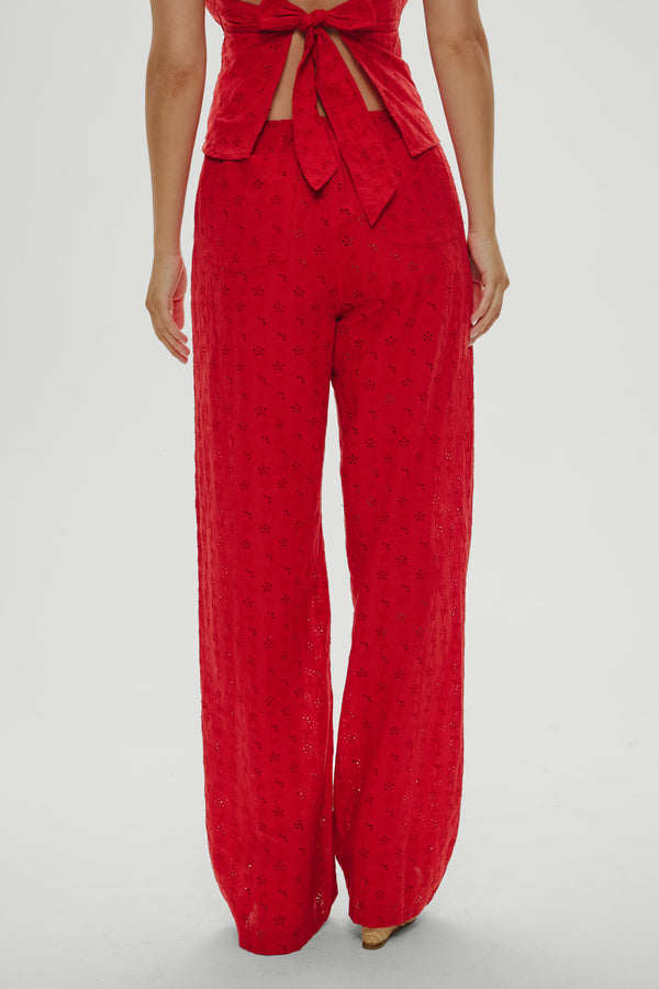 Frankies Bikinis Princess Eyelet Pants Red Rose