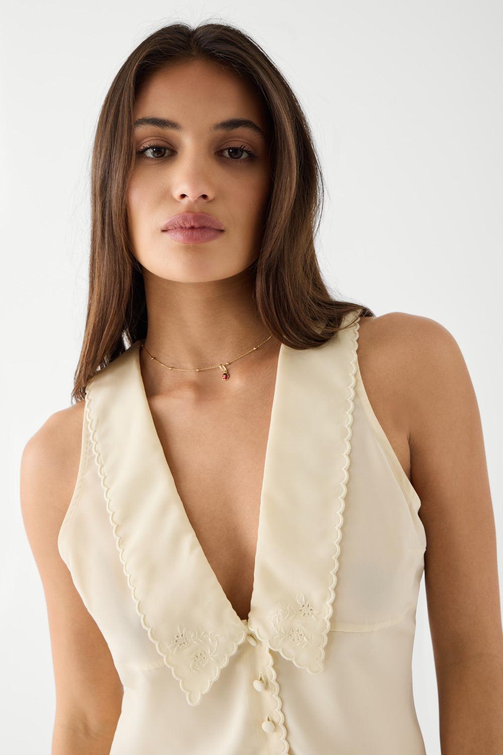 frankies bikinis Priscilla Blouse Macadamia