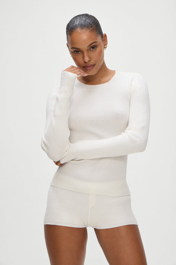 Frankies Bikinis Riley Knit Sweater White