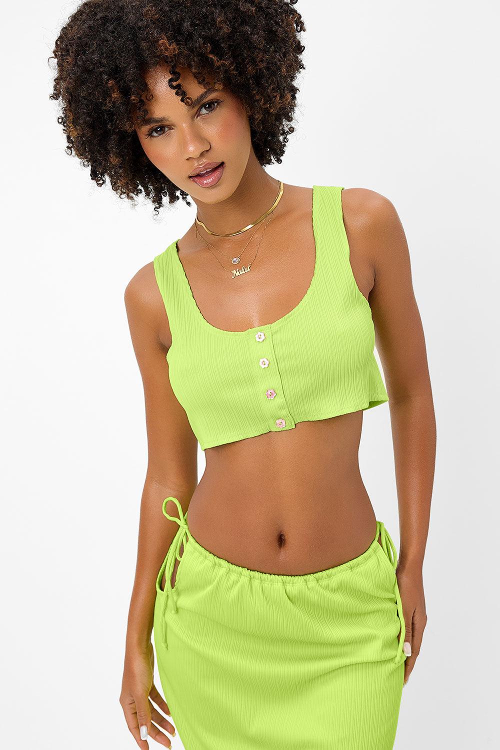 frankies bikinis Solana Plissé Tank Kiwi