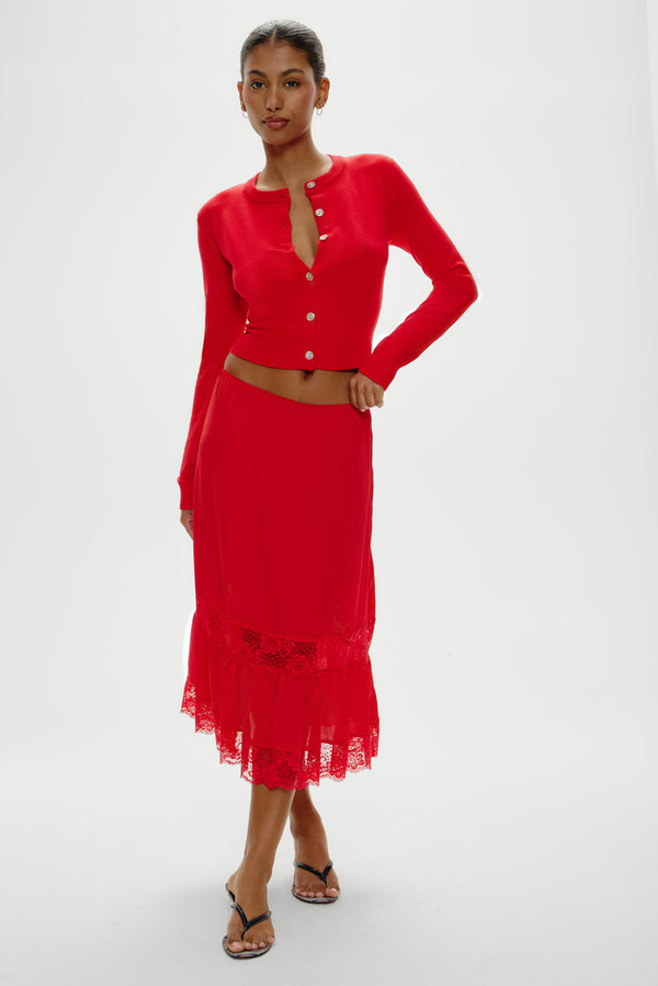 Frankies Bikinis Sundae Cropped Cardigan Cherry