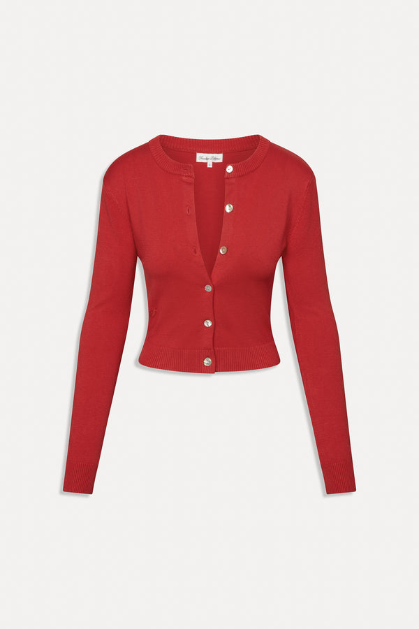 Frankies Bikinis Sundae Cropped Cardigan Cherry