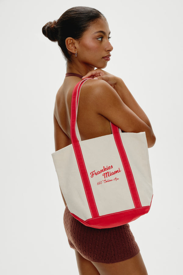 Frankies Bikinis Vacation Canvas Tote Bag Miami