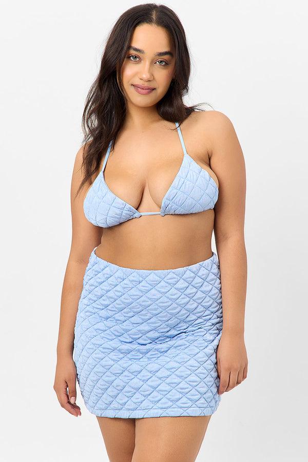 Frankies Bikinis Windward Mini Skirt Baby Blue