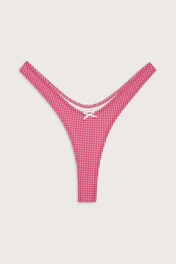Frankies Bikinis Full Moon Micro Bikini Bottom Ladybug Gingham