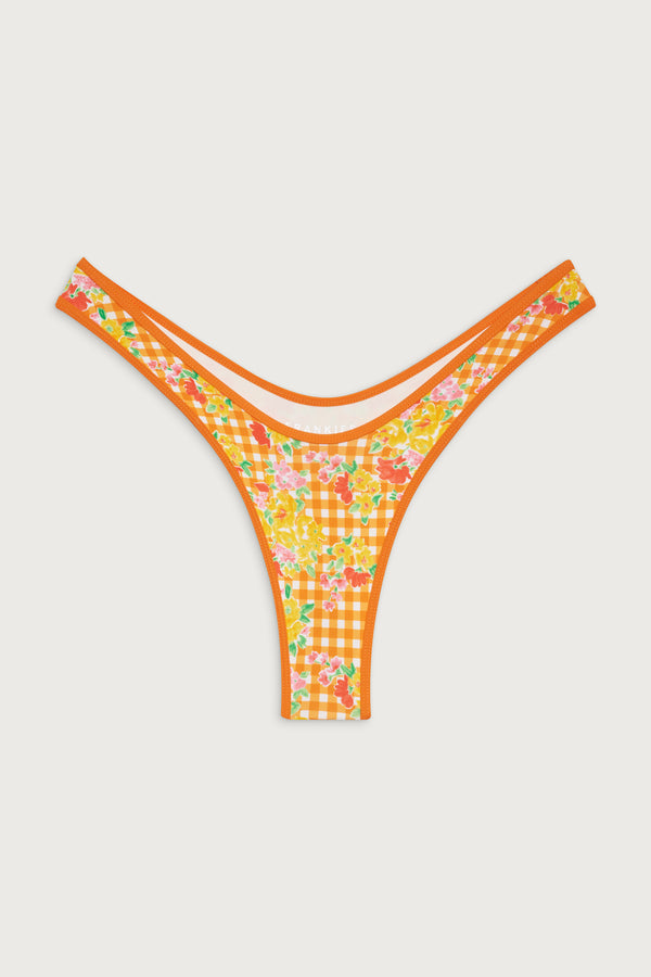 Frankies Bikinis Full Moon Micro Bikini Bottom Marigold Gingham
