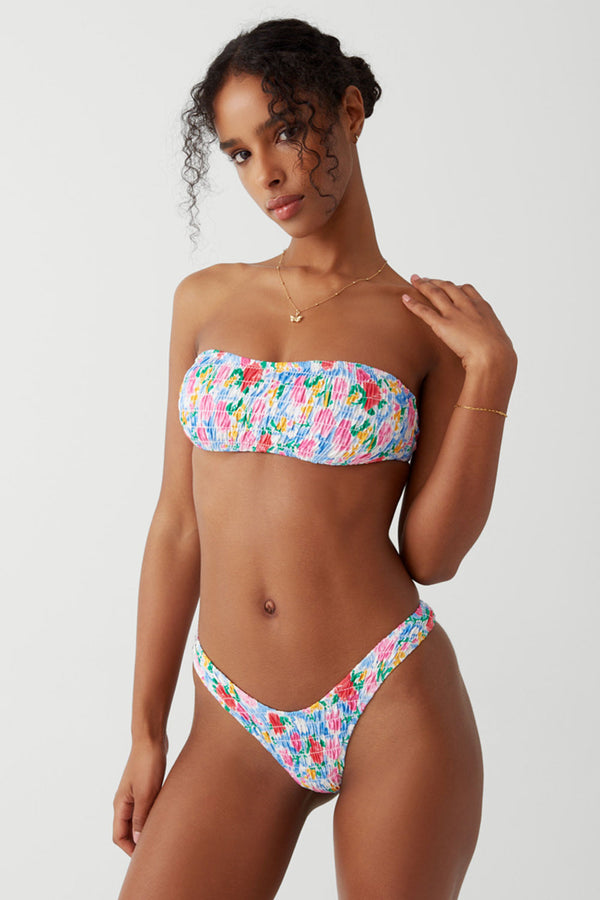 Frankies Bikinis Full Moon Micro Bikini Bottom Painted Petals