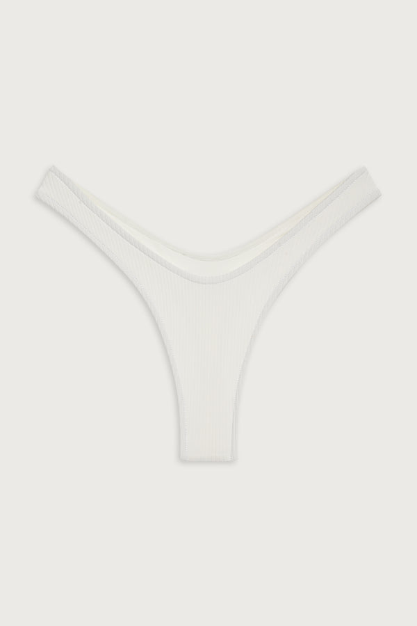 Frankies Bikinis Full Moon Micro Ribbed Bikini Bottom White
