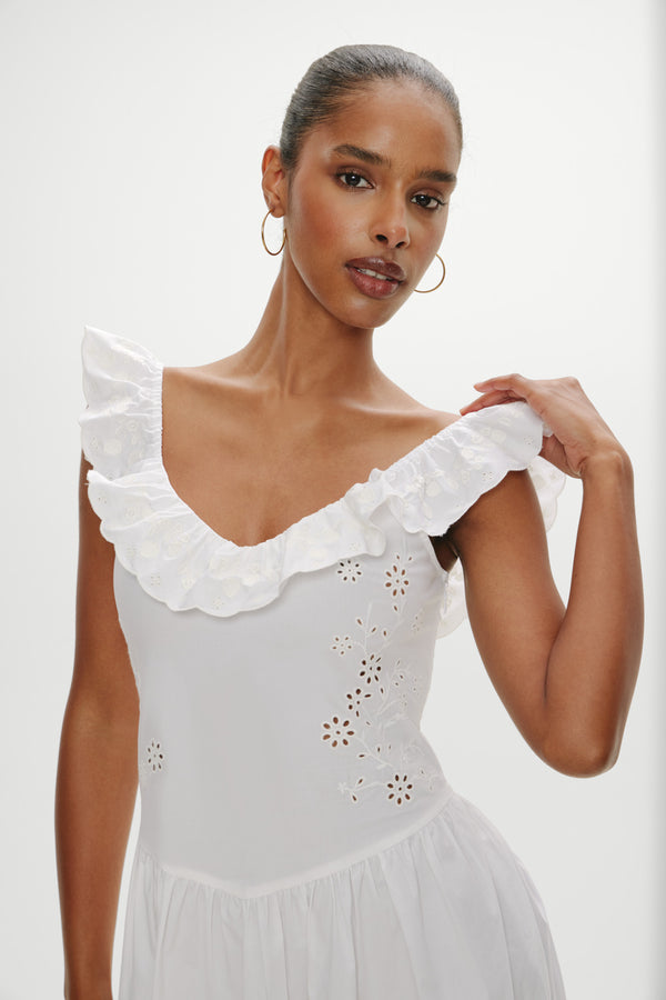 Frankies Bikinis Georgia Cotton Embroidered Midi Dress Angel's Meadow