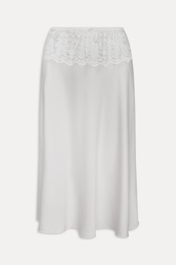 Frankies Bikinis Harper Satin Lace Midi Skirt Heaven