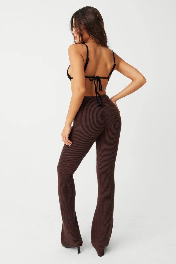Frankies Bikinis Heaven Ribbed Cloud Knit Pant Bourbon
