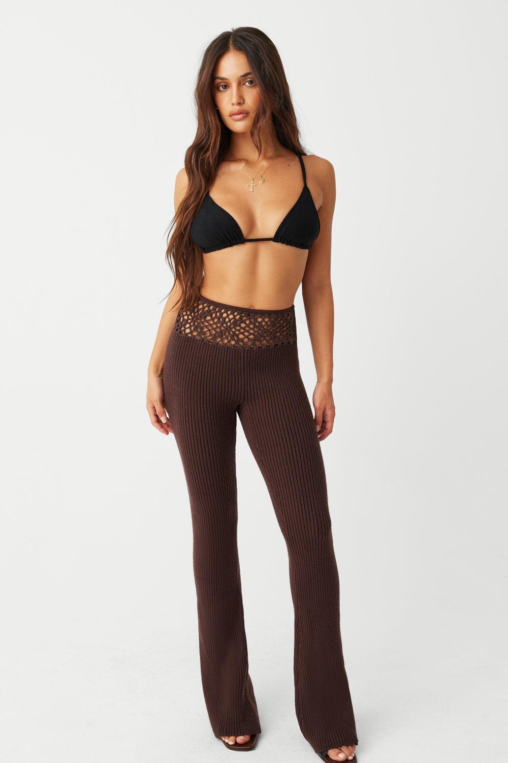 frankies bikinis Heaven Ribbed Cloud Knit Pant Bourbon