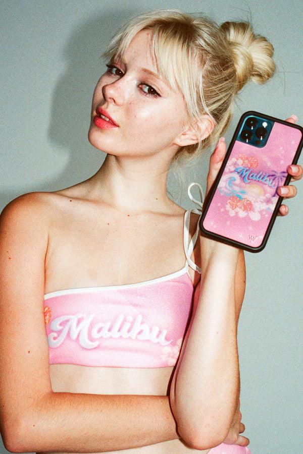 Frankies Bikinis Holiday Terry One Shoulder Bikini Top Malibu High