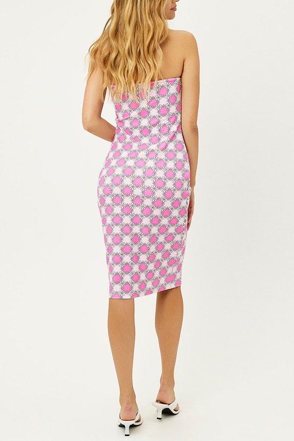 Frankies Bikinis Hope Strapless Terry Dress Pink Daisy