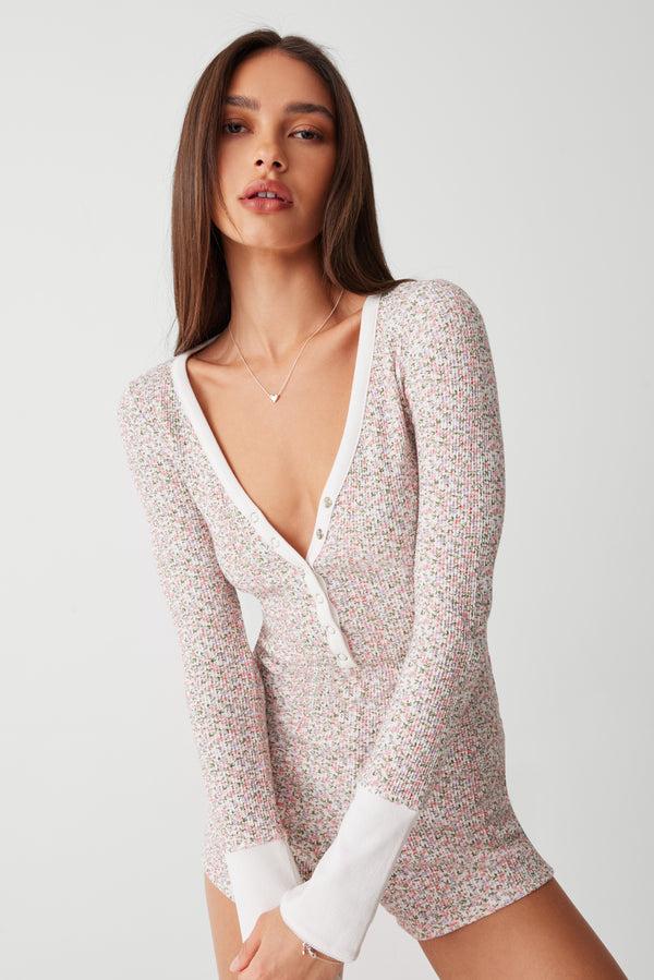 Frankies Bikinis James Waffle Long Sleeve Romper Baby Blanket