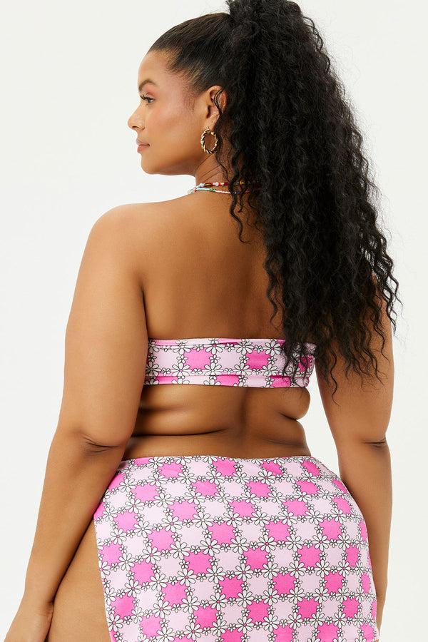 Frankies Bikinis Jeanette Terry Strapless Bikini Top Pink Daisy