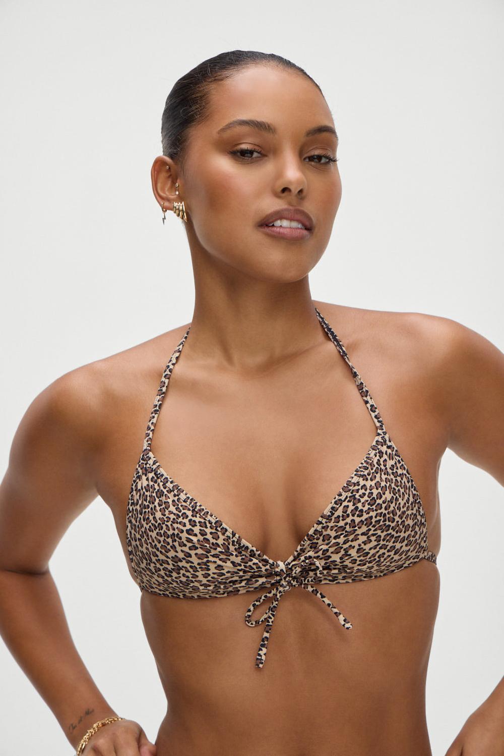 frankies bikinis Jessup Halter Bikini Top Baby Leopard