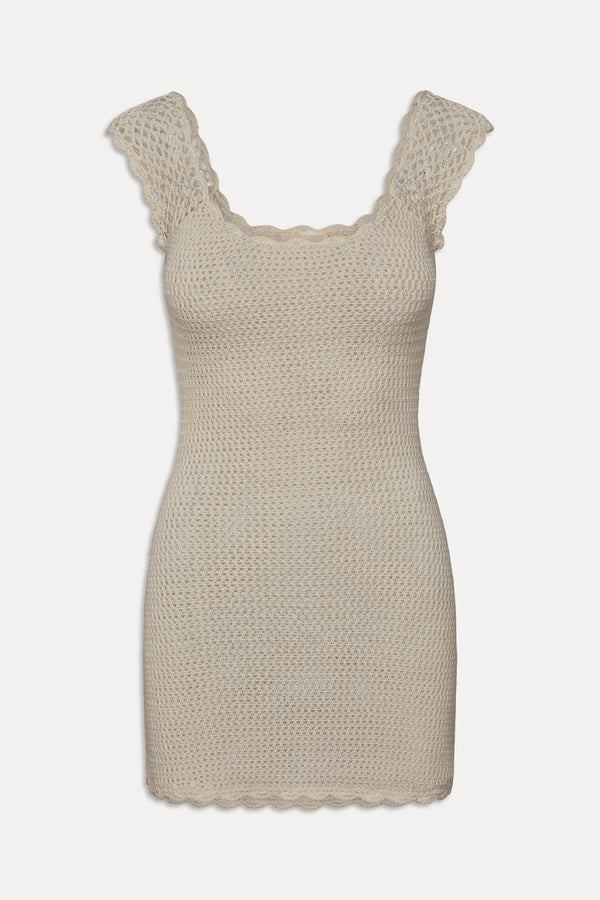 Frankies Bikinis Kai Crochet Mini Dress Sand Dollar