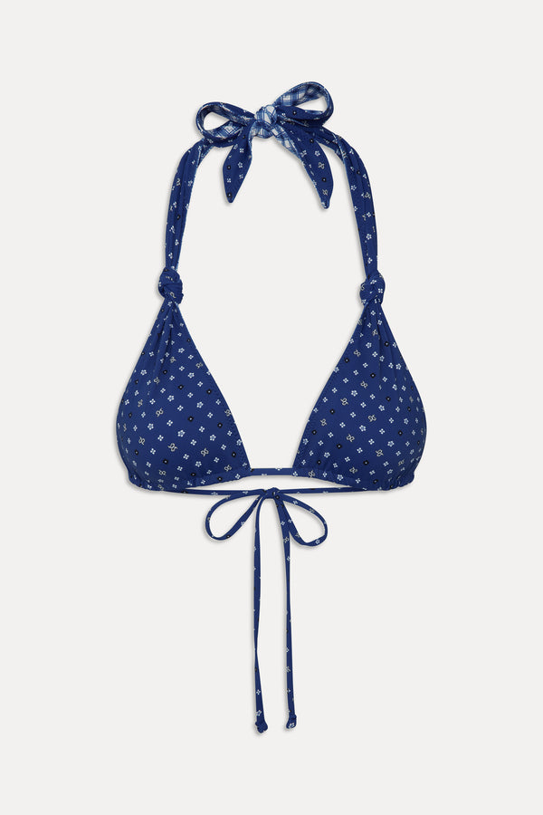 Frankies Bikinis Kealy Reversible Halter Bikini Top Starry Gingham
