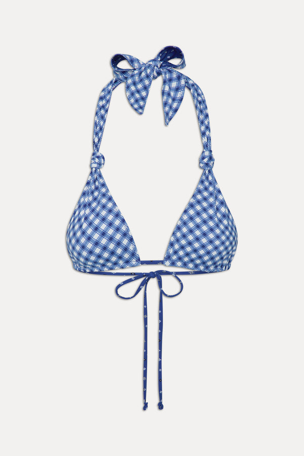 Frankies Bikinis Kealy Reversible Halter Bikini Top Starry Gingham