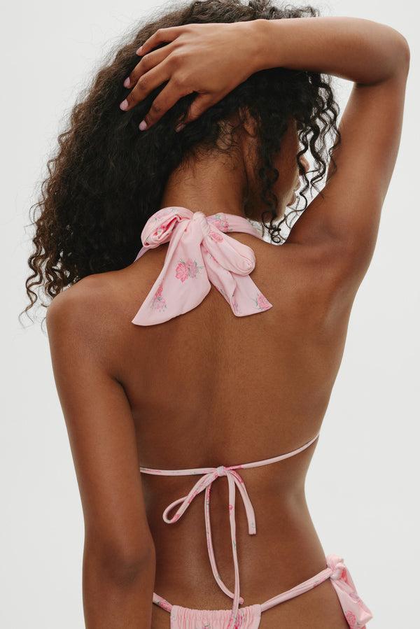 Frankies Bikinis Kealy Triangle Halter Bikini Top Fresh Rose