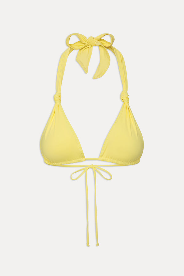 Frankies Bikinis Kealy Triangle Halter Bikini Top Yellow Iris