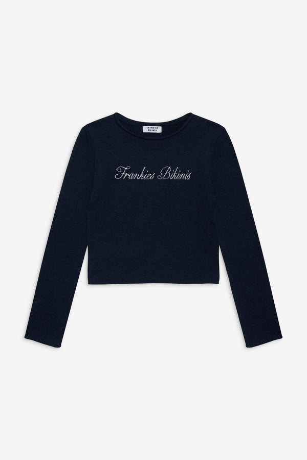 Frankies Bikinis Kennedy Cotton Knit Sweater Deep Sea Blue