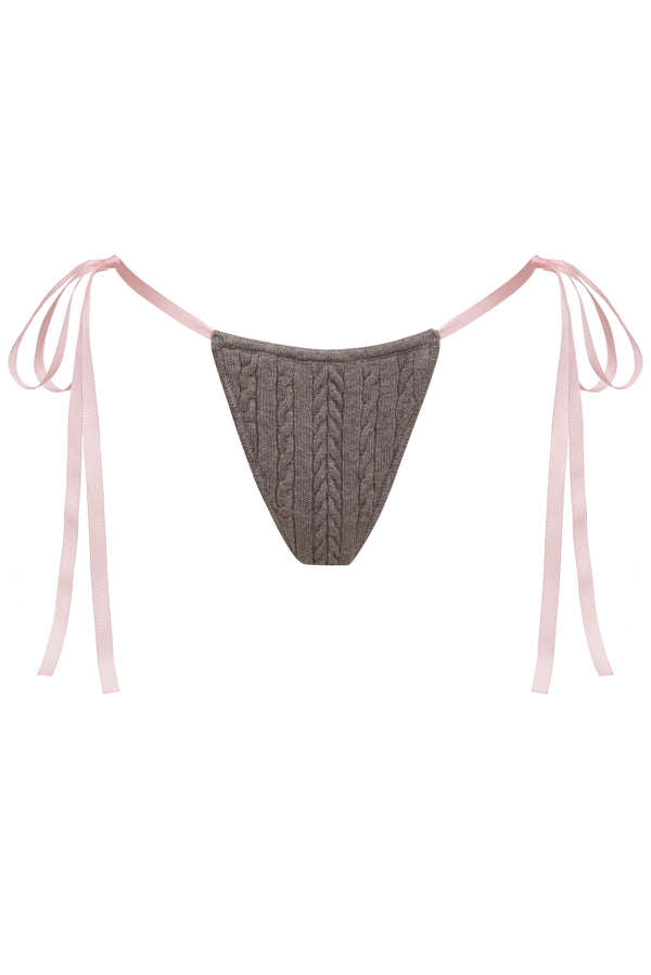 Frankies Bikinis Kieran Cable Cloud Knit Brief Dark Pearl