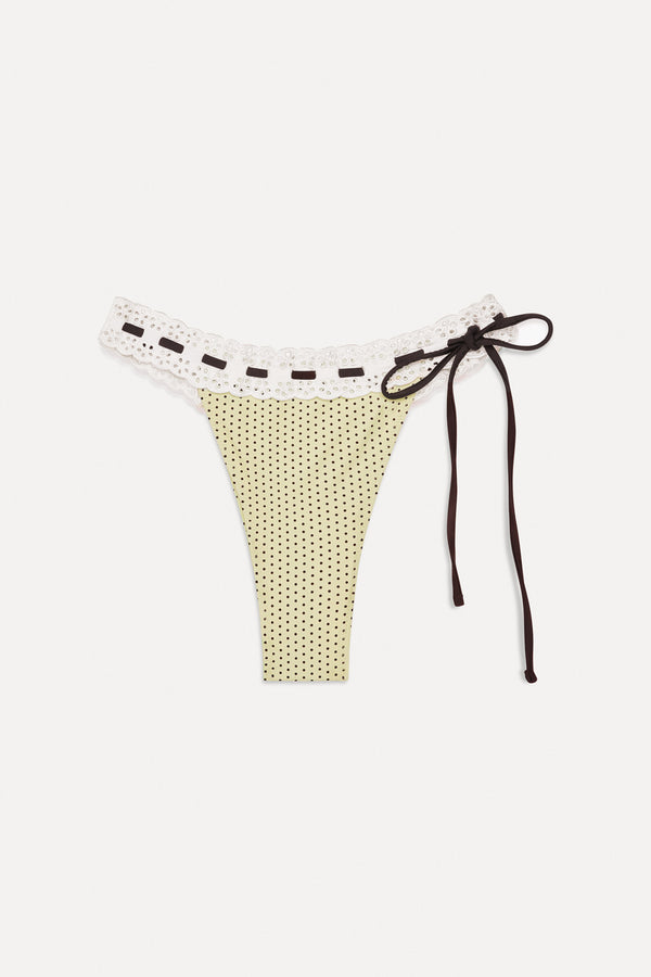 Frankies Bikinis Lacey Micro Bikini Bottom Lemon Dot