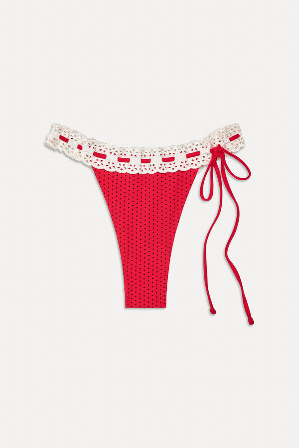 Frankies Bikinis Lacey Micro Bikini Bottom Spice Dot