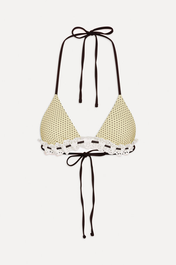 Frankies Bikinis Lana Skimpy Triangle Bikini Top Lemon Dot