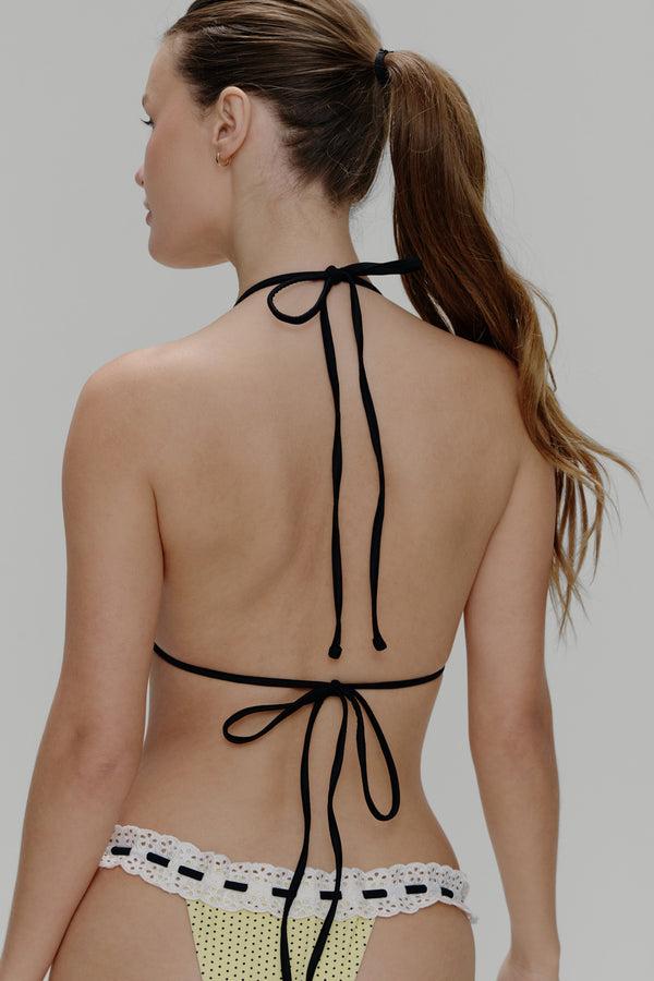 Frankies Bikinis Lana Skimpy Triangle Bikini Top Lemon Dot