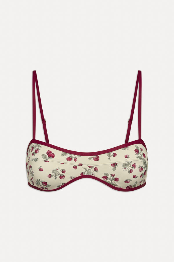 Frankies Bikinis Lane Bandeau Bikini Top Strawberry Field