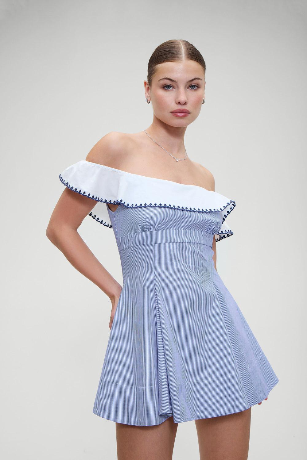 frankies bikinis Lilah Striped Mini Dres Midnight Stripe