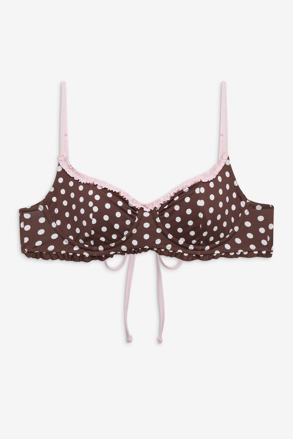Frankies Bikinis Lillie Underwire Bikini Top Cocoa Dot